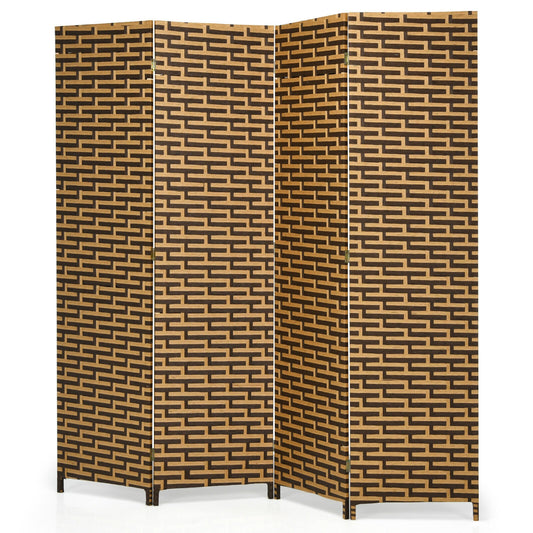 4 Panel Folding Privacy Partition, Room Divider, Rustproof Hinge, Yellow Room Dividers Yellow at Gallery Canada