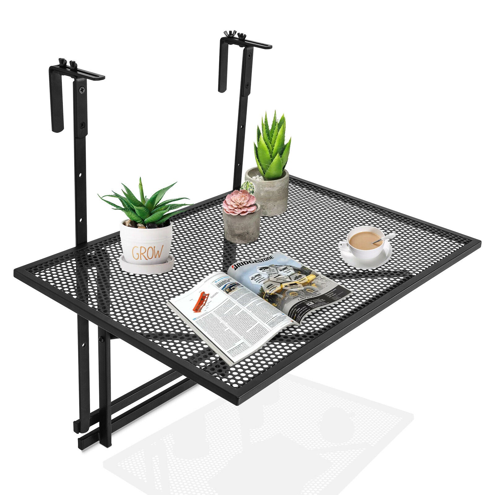 Folding Table With 5-Level Adjustable Heights, Black Patio Tables Black at Gallery Canada