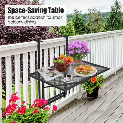 Railing Folding Table with 5-Level Adjustable Heights, Black Patio Tables at Gallery Canada