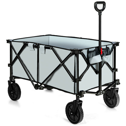 Outdoor Folding Wagon Cart with Adjustable Handle and Universal Wheels, Gray Garden Carts at Gallery Canada