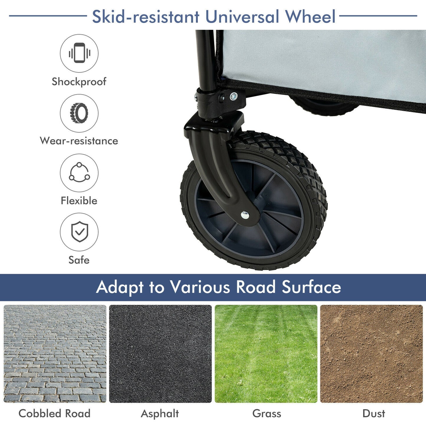 Outdoor Folding Wagon Cart with Adjustable Handle and Universal Wheels, Gray Garden Carts at Gallery Canada