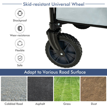 Outdoor Folding Wagon Cart with Adjustable Handle and Universal Wheels, Gray Garden Carts at Gallery Canada