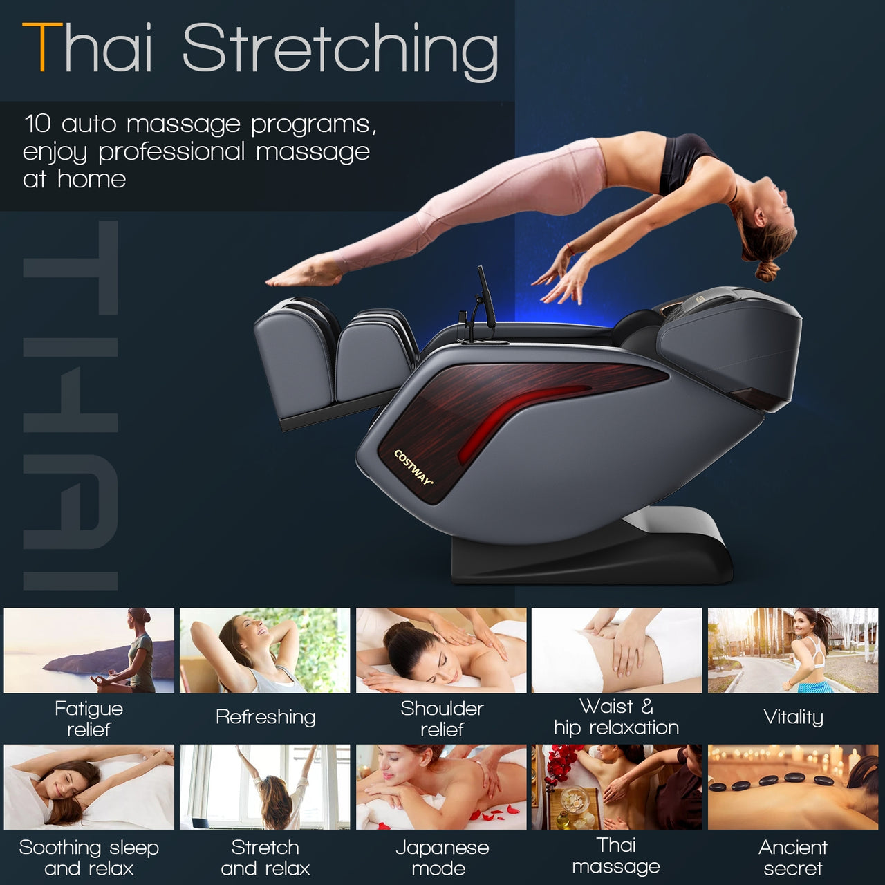 Enjoyment 05 - 3D SL Track Thai Stretch Zero Gravity Full Body Massage Chair Recliner - Gallery View 5 of 13