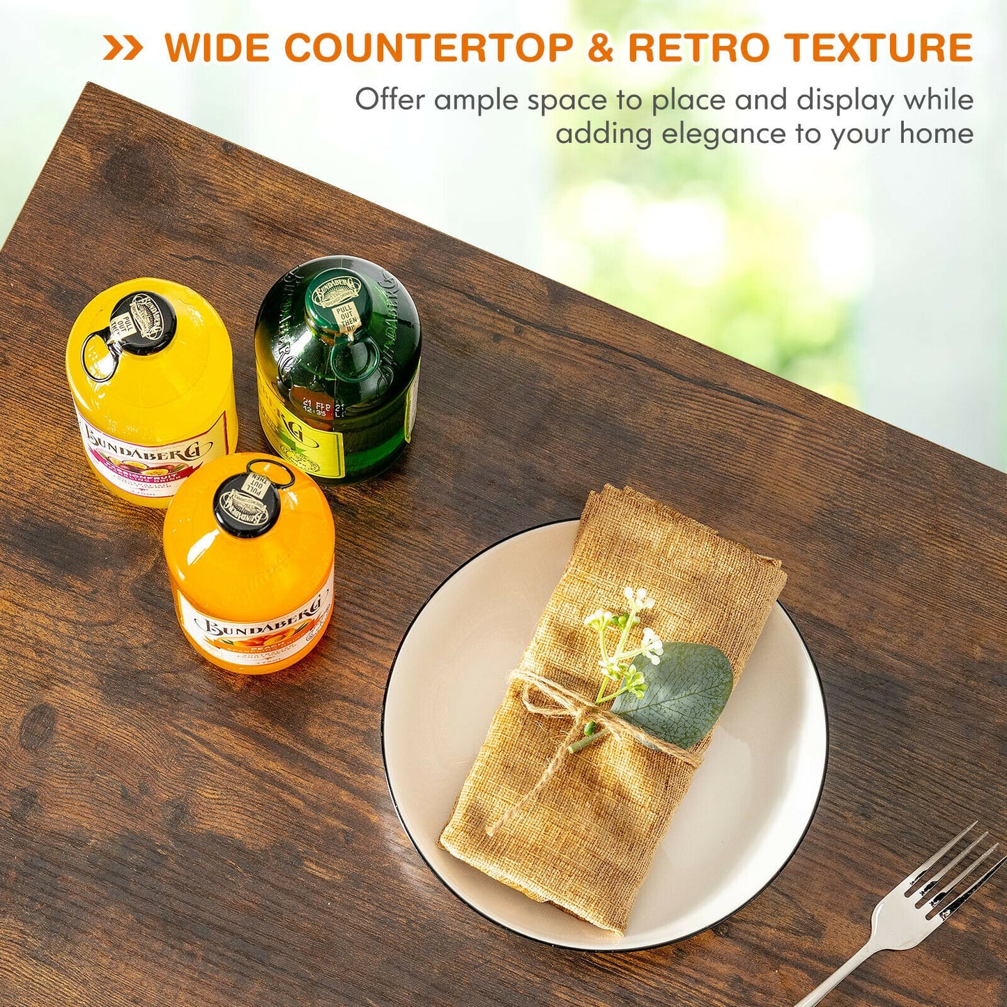 Kitchen Bar Cart Serving Trolley on Wheels with Wine Rack Glass Holder, Rustic Brown Baker's Racks at Gallery Canada