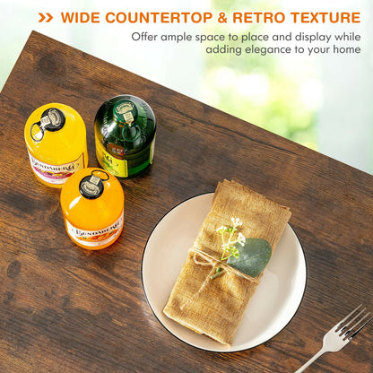 Kitchen Bar Cart Serving Trolley on Wheels with Wine Rack Glass Holder, Rustic Brown Baker's Racks at Gallery Canada