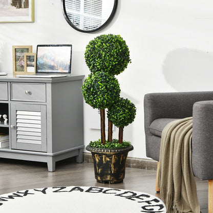 36-Inch Artificial Topiary Triple Ball Tree for Indoor and Outdoor, Green Faux Plants at Gallery Canada
