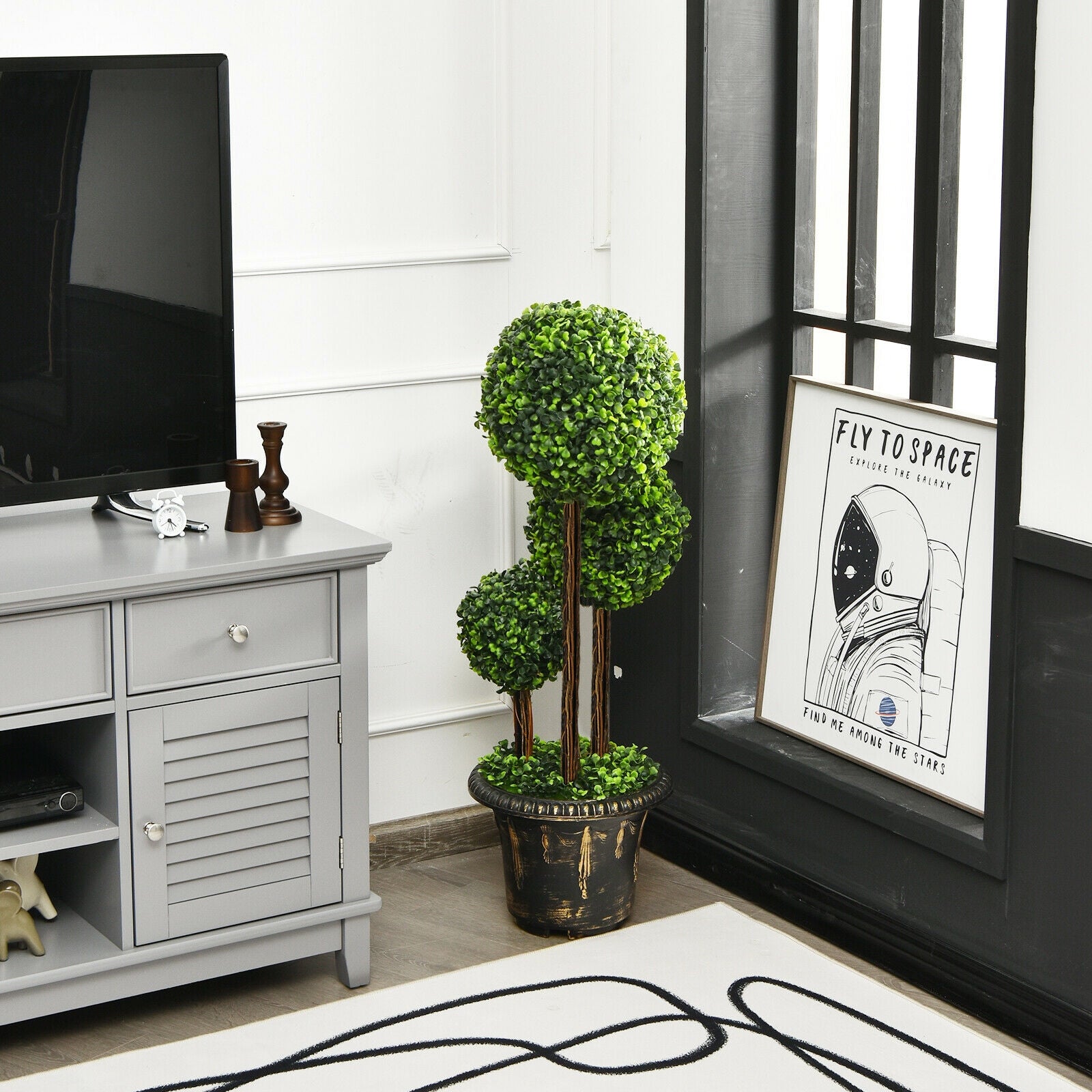 36-Inch Artificial Topiary Triple Ball Tree for Indoor and Outdoor, Green Faux Plants at Gallery Canada