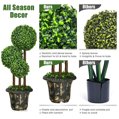 36-Inch Artificial Topiary Triple Ball Tree for Indoor and Outdoor, Green Faux Plants at Gallery Canada