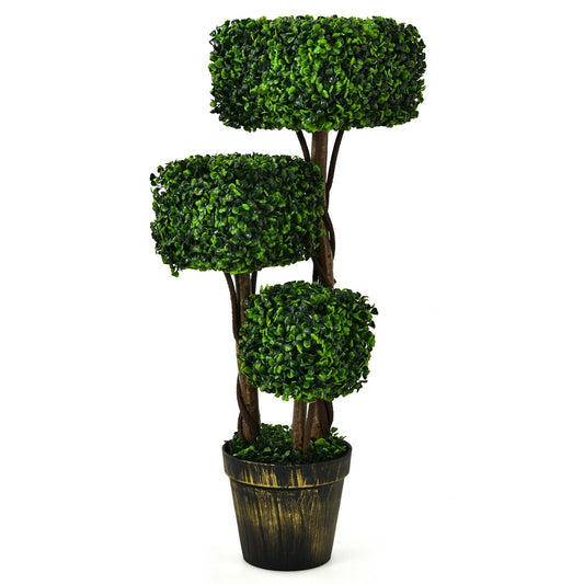 36 Inch Artificial Boxwood Topiary UV Protected Indoor Outdoor Tree, Green - Gallery Canada