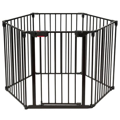 6 Panel Wall-mount Adjustable Baby Safe Metal  Fence Barrier, Black - Gallery Canada