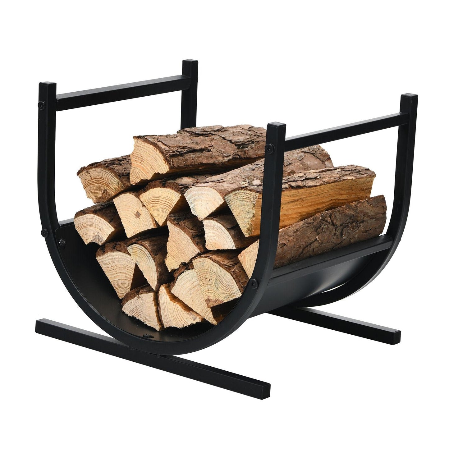 17 Inch U-Shaped Firewood Rack, Steel, Black Log Storage Black at Gallery Canada