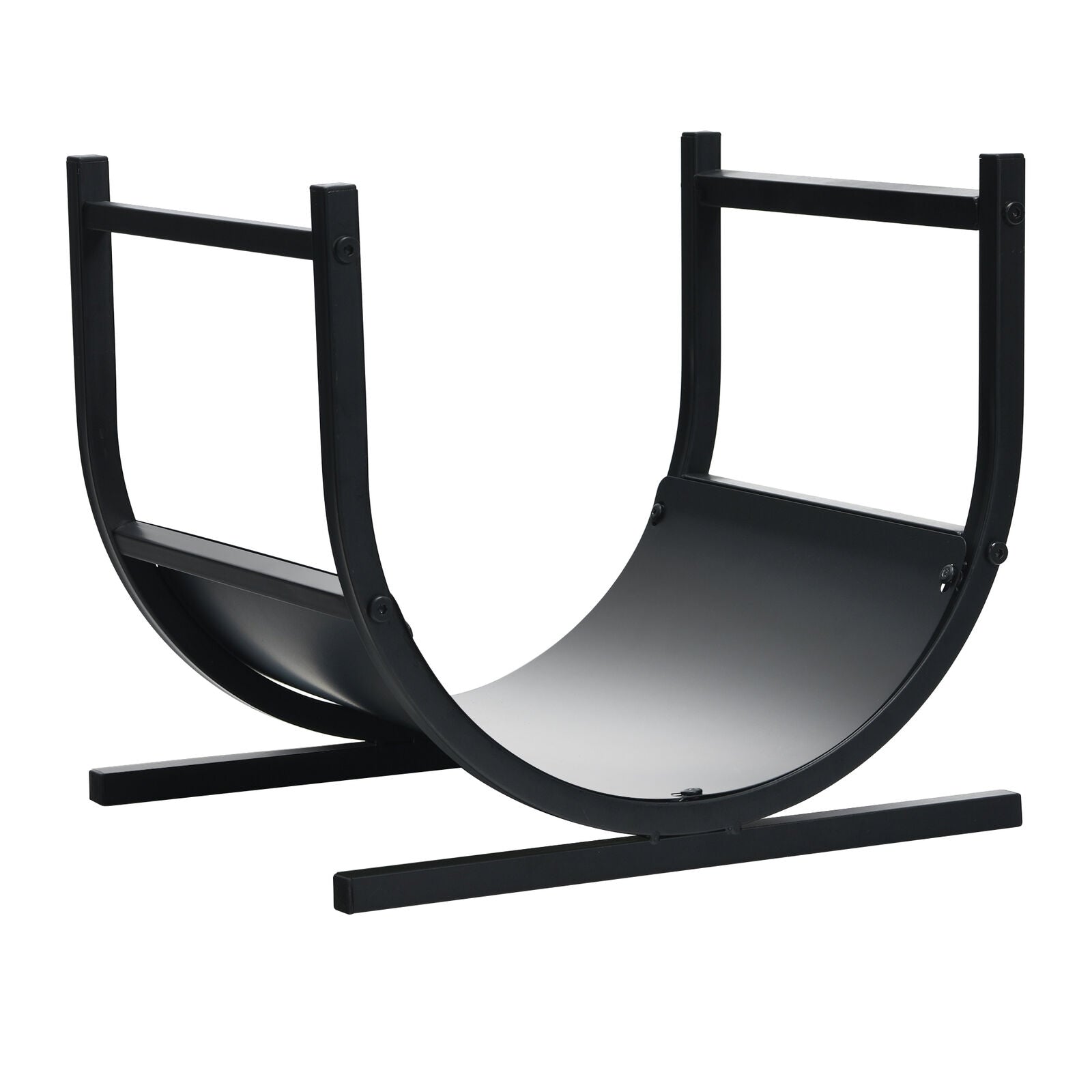 17 Inch U-Shaped Firewood Rack, Steel, Black Log Storage at Gallery Canada