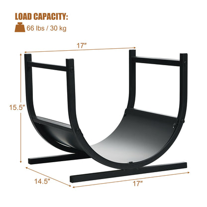 17 Inch U-Shaped Firewood Rack, Steel, Black Log Storage at Gallery Canada