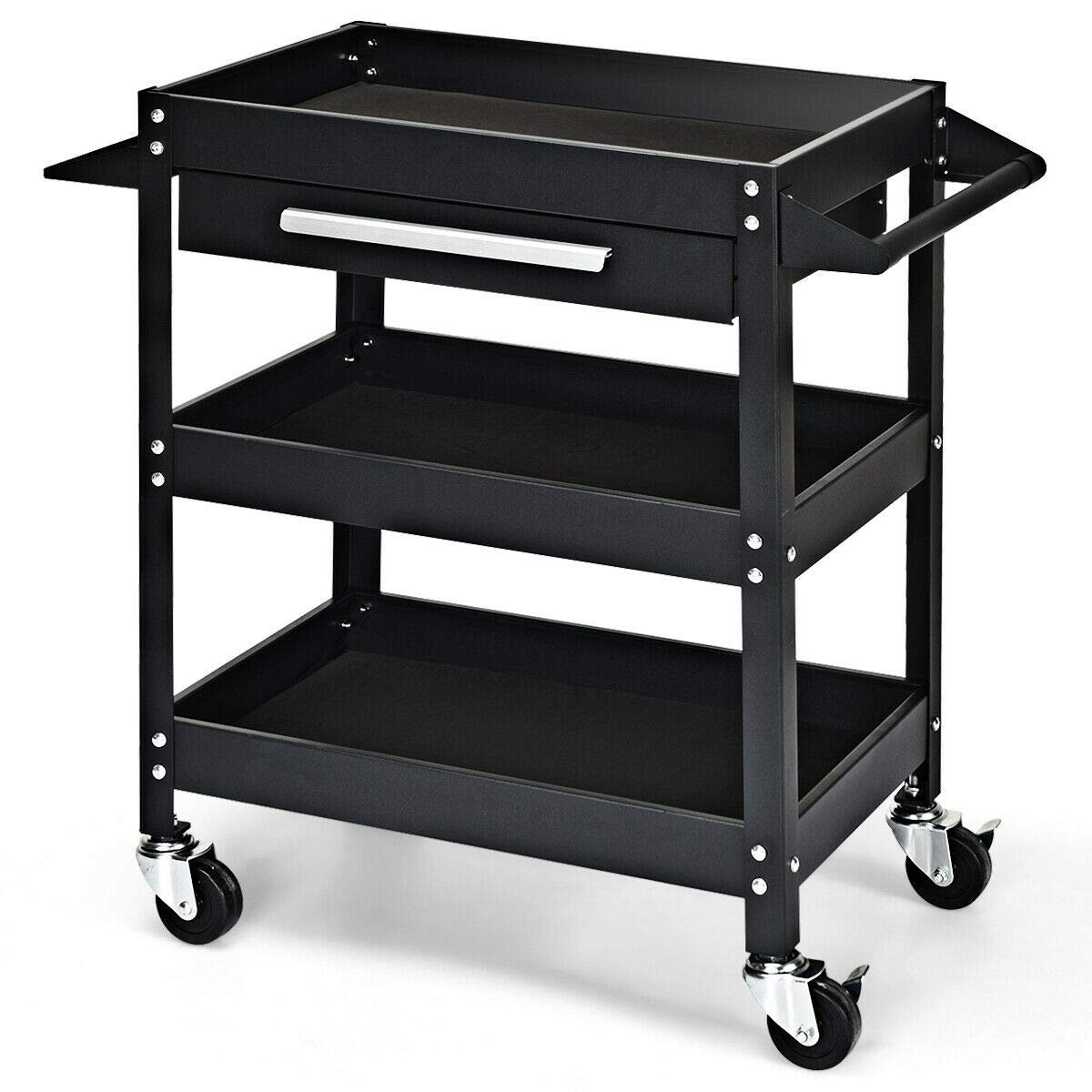 Rolling Tool Cart Mechanic Cabinet Storage ToolBox Organizer with Drawer, Black - Gallery Canada