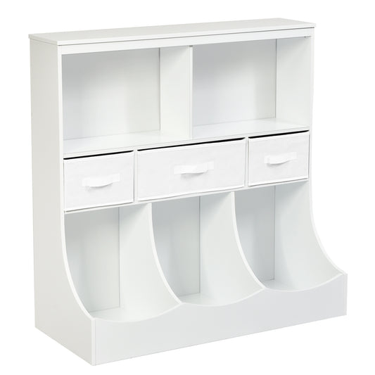 Freestanding Cubby Bin Storage Organizer, 3 Baskets, White Kids Storage White at Gallery Canada