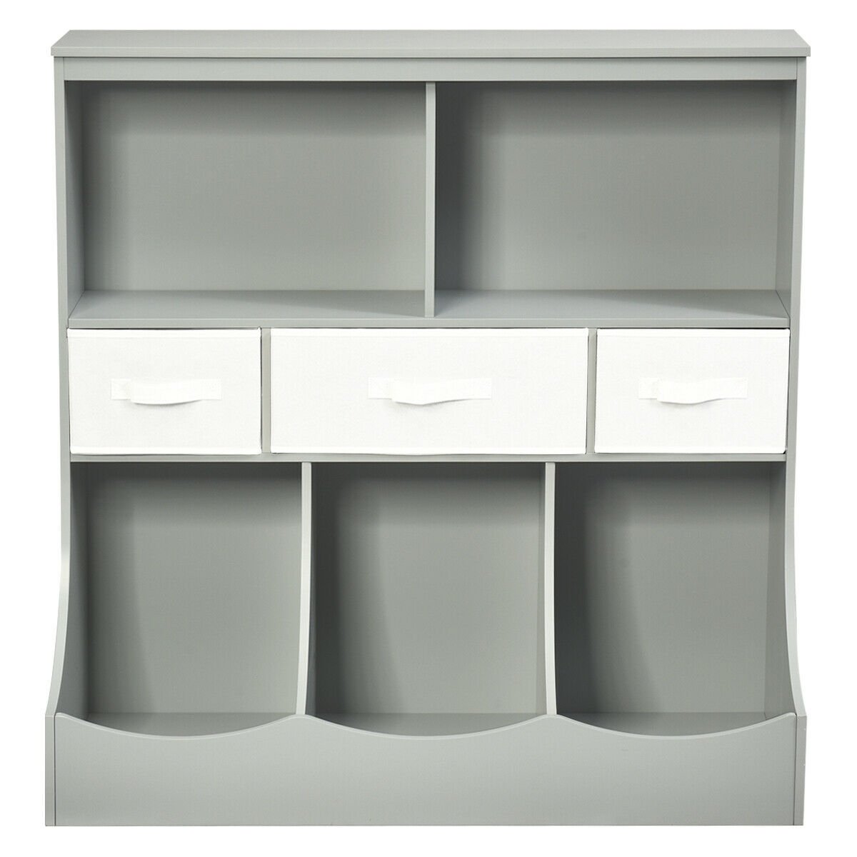 Freestanding Combo Cubby Bin Storage Organizer Unit W/3 Baskets, Gray - Gallery Canada