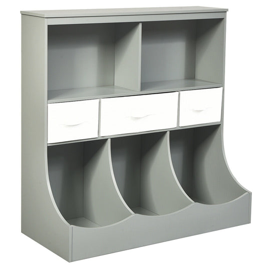 Freestanding Combo Cubby Bin Storage Organizer, 3 Baskets, Gray Kids Storage Gray at Gallery Canada