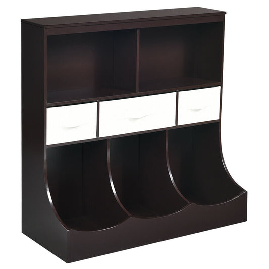 Freestanding Combo Cubby Bin Storage Organizer Unit W/3 Baskets, Brown at Gallery Canada