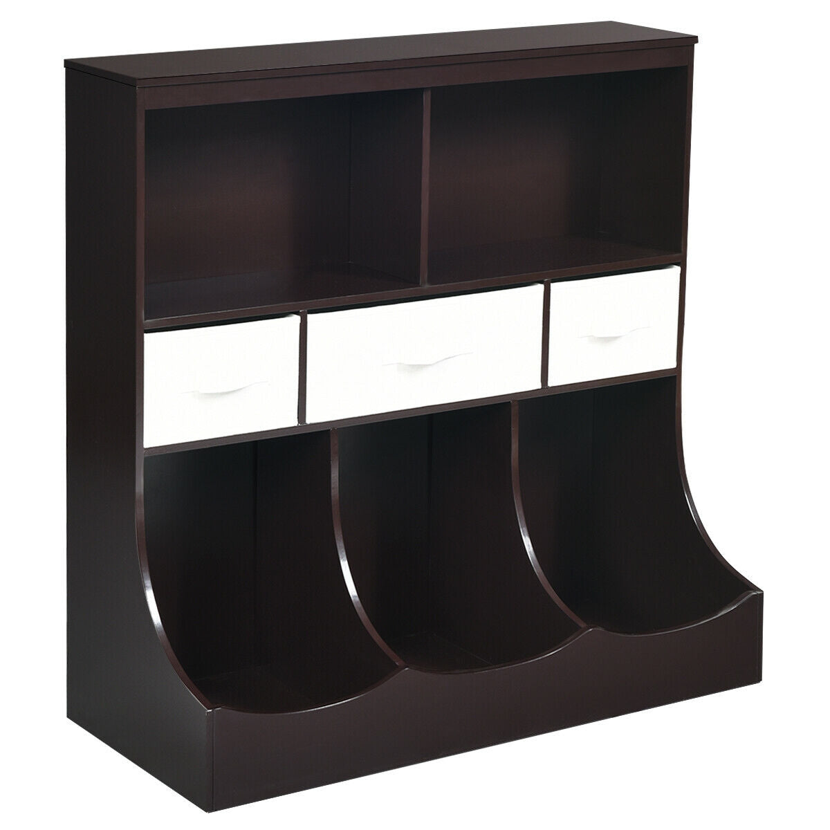 Freestanding Cubby Bin Storage Organizer, 3 Baskets, Brown Kids Storage Brown at Gallery Canada
