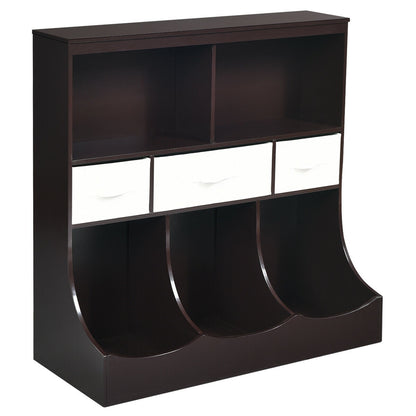 Freestanding Cubby Bin Storage Organizer, 3 Baskets, Brown Kids Storage Brown at Gallery Canada