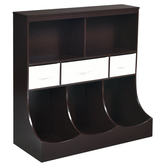 Freestanding Cubby Bin Storage Organizer, 3 Baskets, Brown Kids Storage Brown at Gallery Canada