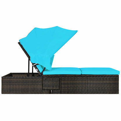 Outdoor Chaise Lounge Chair with Folding Canopy, Turquoise Outdoor Chaise Lounges at Gallery Canada