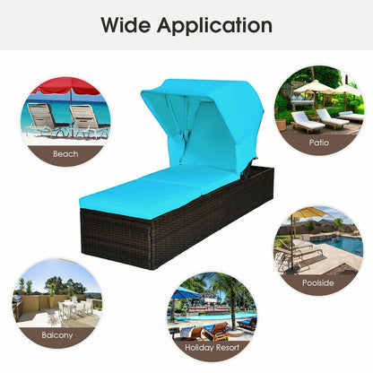 Outdoor Chaise Lounge Chair with Folding Canopy, Turquoise Outdoor Chaise Lounges at Gallery Canada