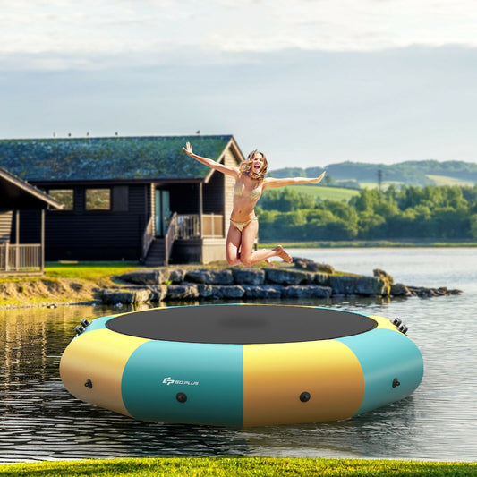 12 Feet Inflatable Splash Padded Water Bouncer Trampoline, Yellow - Gallery Canada