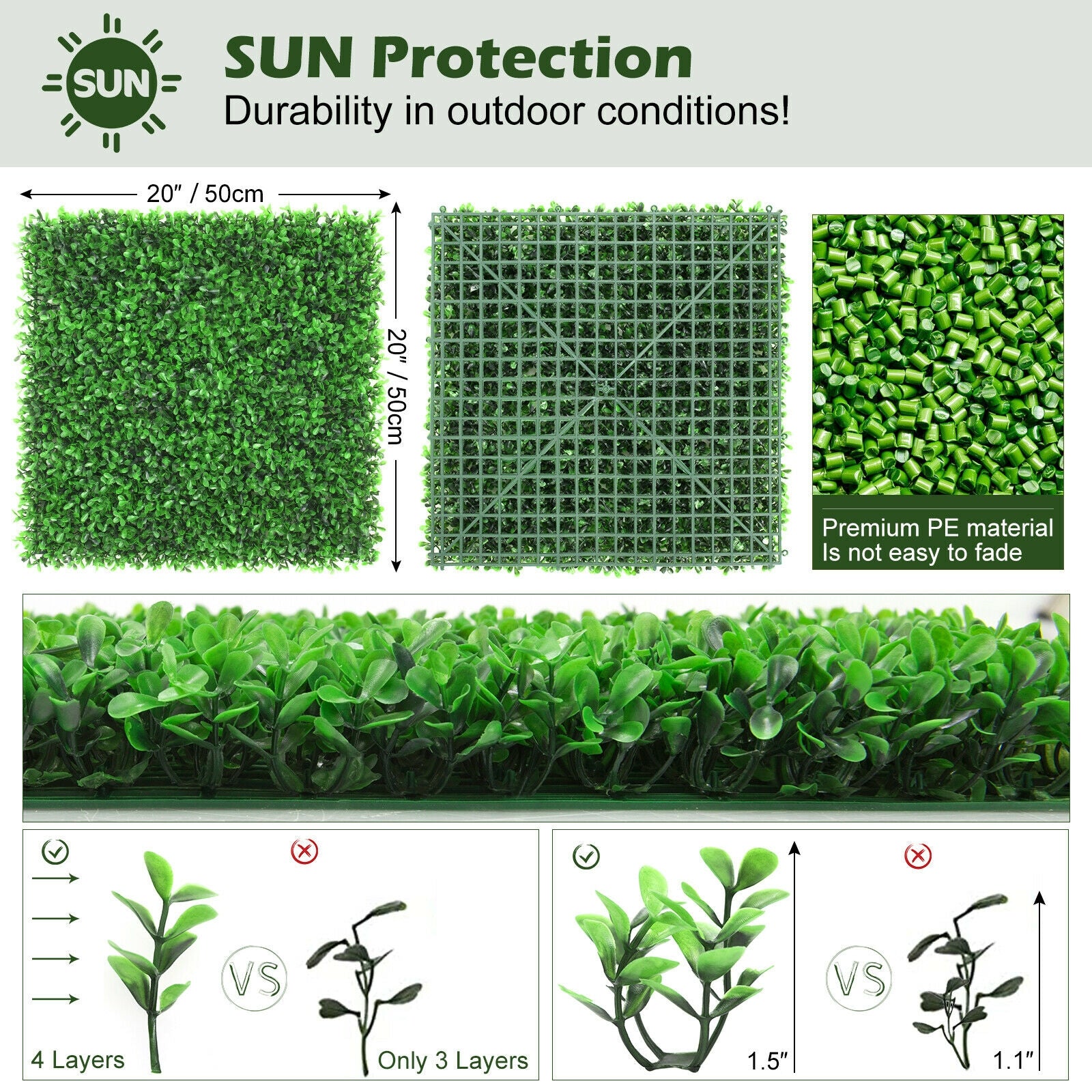 12 Pieces Artificial Peanut Leaf Hedges Panels, Green Decorative Fencing & Flooring at Gallery Canada