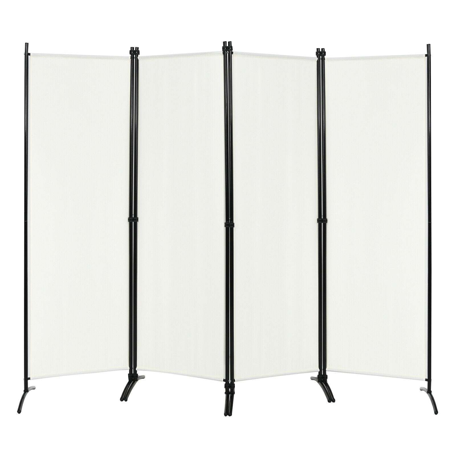 4-Panel Room Divider with Steel Frame, White Room Dividers White at Gallery Canada