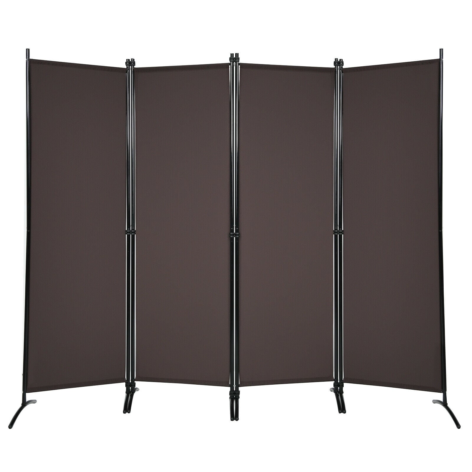 4-Panel Room Divider, Steel Frame, Brown Room Dividers Brown at Gallery Canada