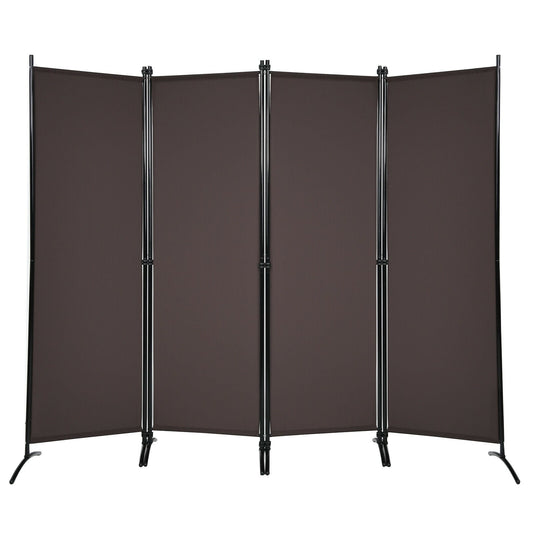 4-Panel Room Divider, Steel Frame, Brown Room Dividers Brown at Gallery Canada