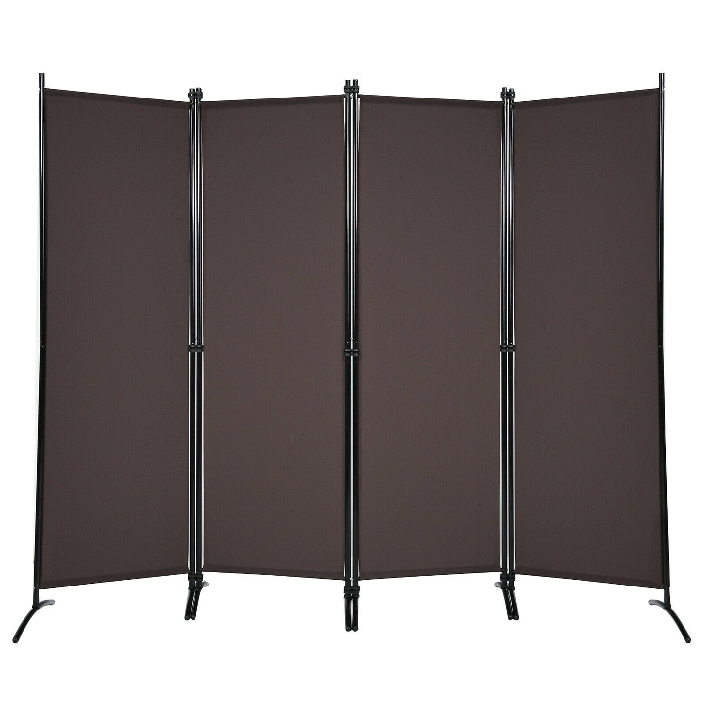 4-Panel Room Divider with Steel Frame, Brown Room Dividers at Gallery Canada