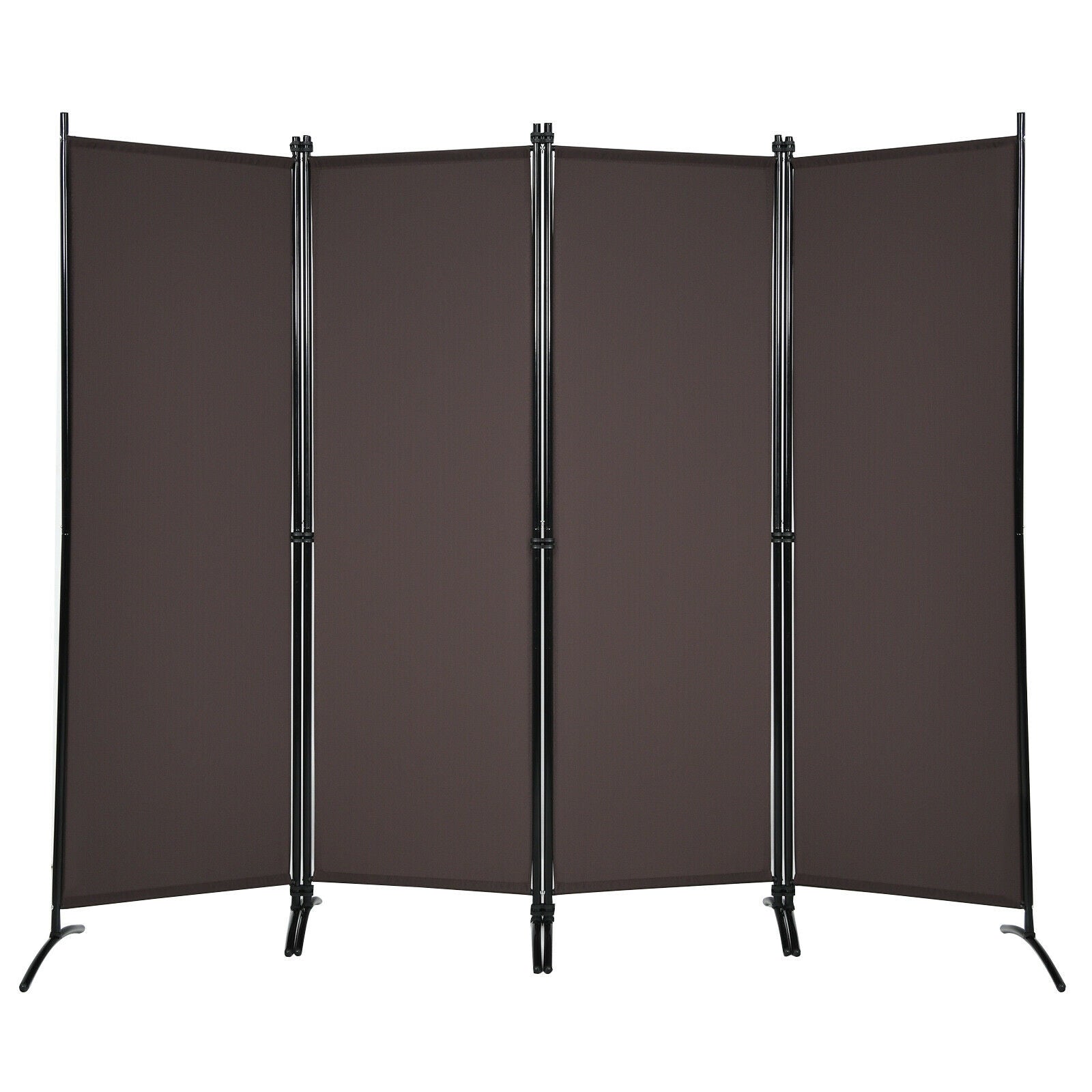 4-Panel Room Divider with Steel Frame, Brown Room Dividers at Gallery Canada