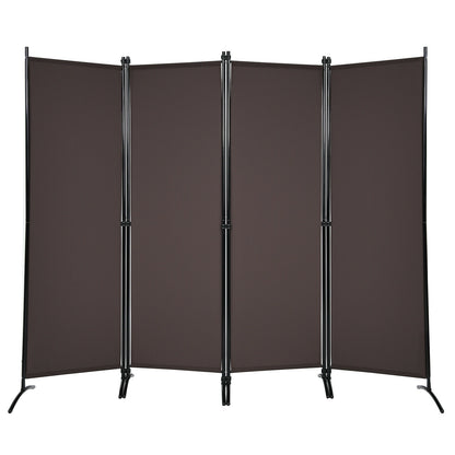 4-Panel Room Divider with Steel Frame, Brown Room Dividers at Gallery Canada