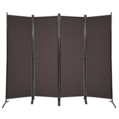 4-Panel  Room Divider with Steel Frame, Brown