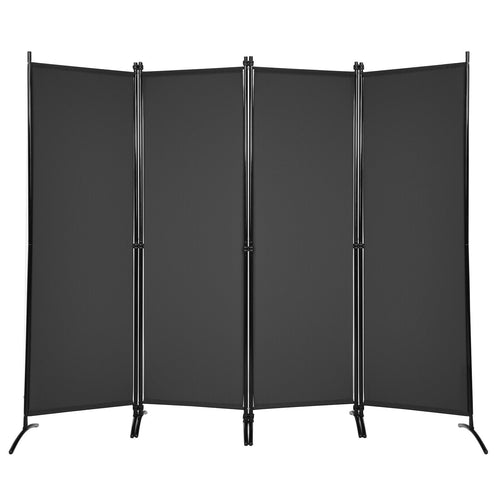 4-Panel Room Divider, Steel Frame, Black