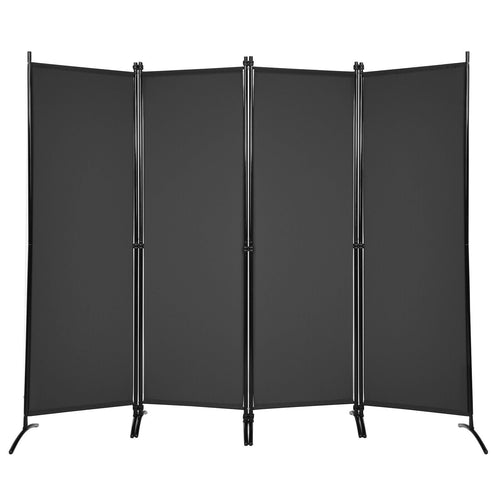 4-Panel  Room Divider with Steel Frame, Black