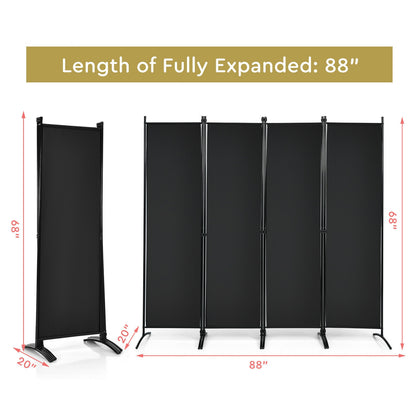 4-Panel Room Divider with Steel Frame, Black Room Dividers at Gallery Canada