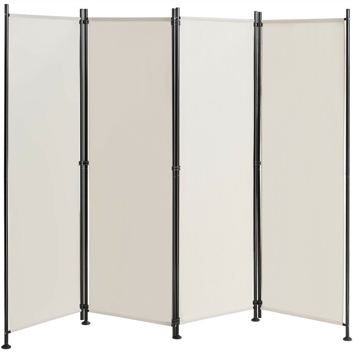 4-Panel Room Divider Folding Privacy Screen, Beige at Gallery Canada