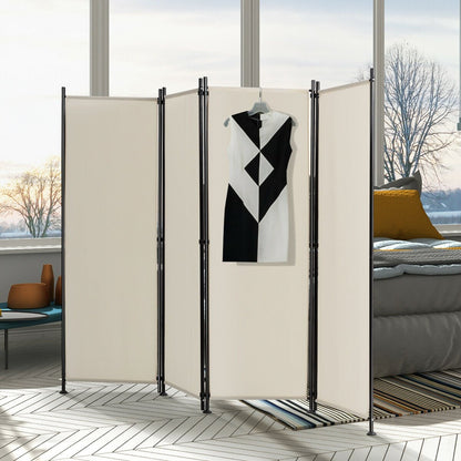 4-Panel Room Divider Folding Privacy Screen, Beige at Gallery Canada