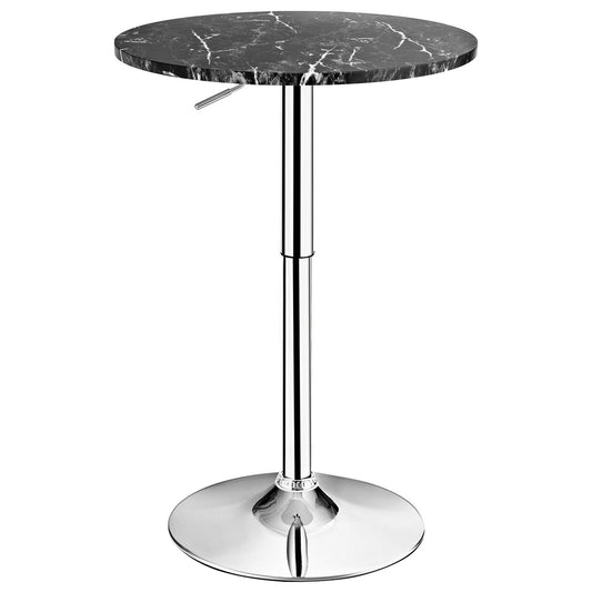 Round Height Adjustable Bistro Bar Table, Black