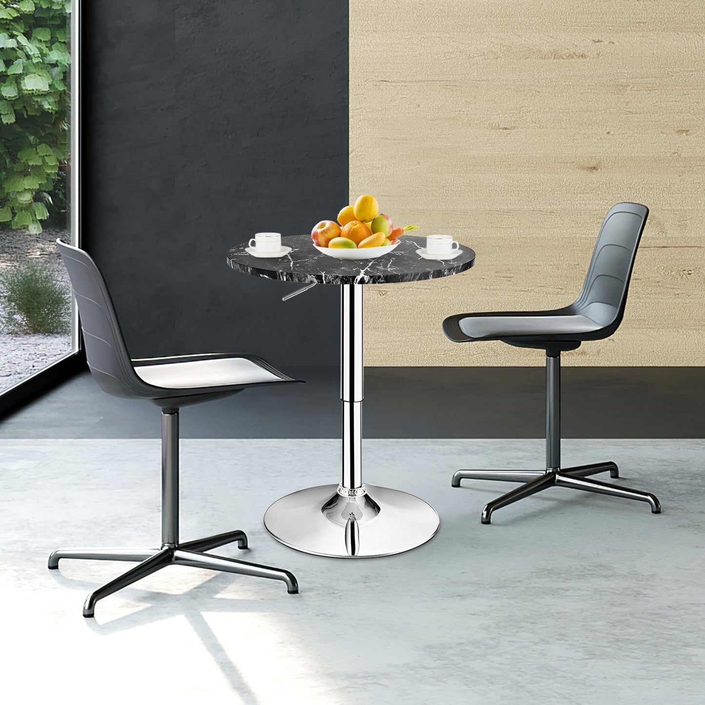 Round Height Adjustable Bistro Bar Table Black, Black at Gallery Canada