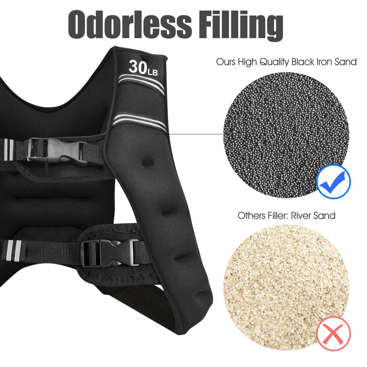 30 Lbs Weighted Vest, Adjustable Buckle, Black Weights Accessories at Gallery Canada