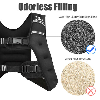 30 Lbs Weighted Vest, Adjustable Buckle, Black Weights Accessories at Gallery Canada