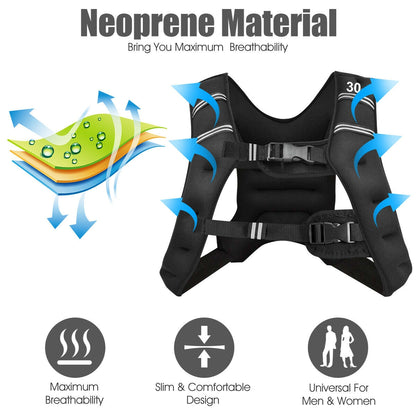 30 Lbs Weighted Vest, Adjustable Buckle, Black Weights Accessories at Gallery Canada