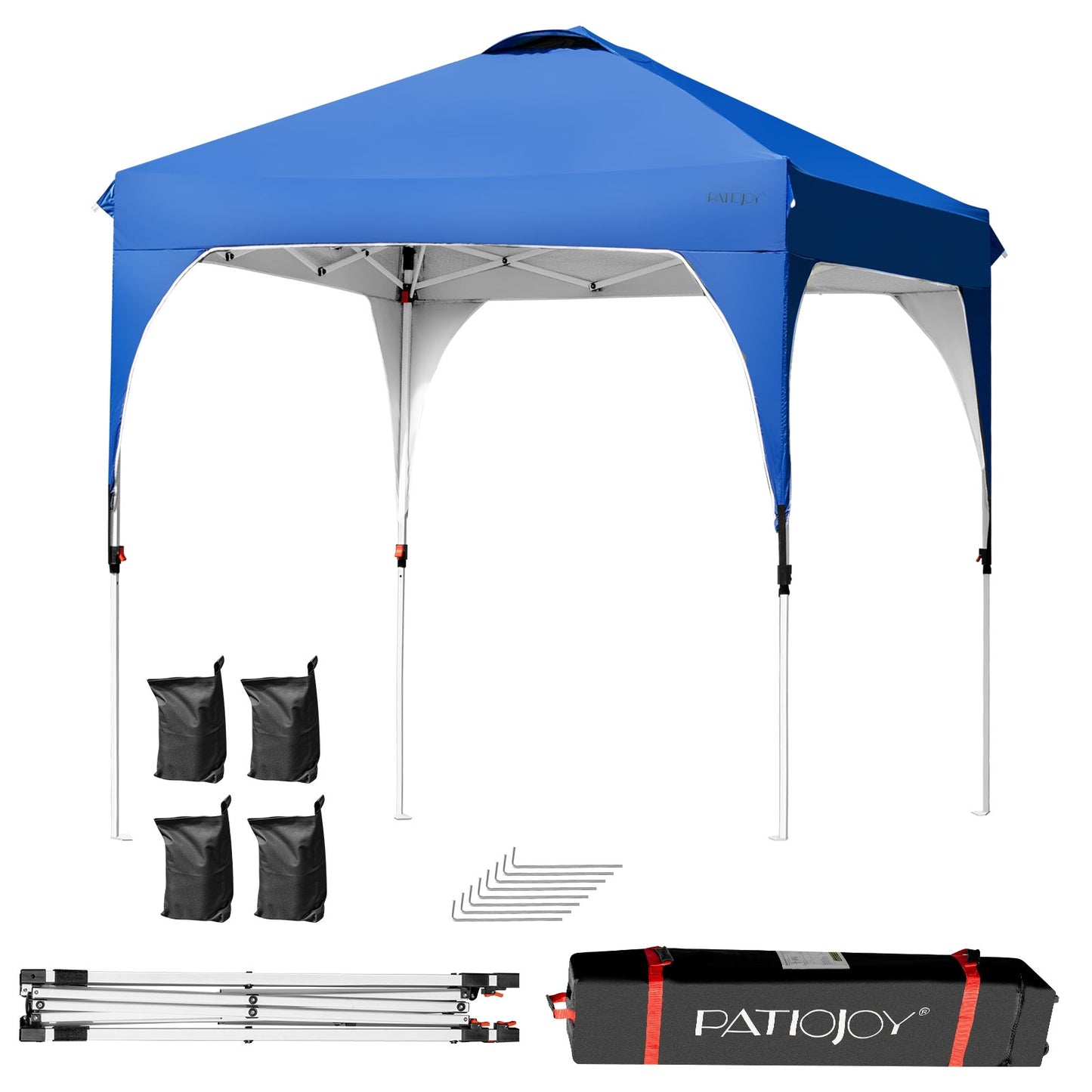 6.6 x 6.6 FT Pop Up Height Adjustable Canopy Tent with Roller Bag, Blue Canopies Blue at Gallery Canada