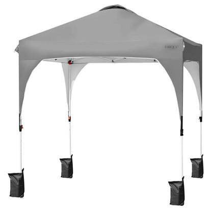 6.6 x 6.6 FT Pop Up Height Adjustable Canopy Tent with Roller Bag, Gray - Gallery Canada