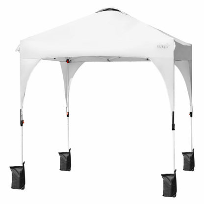 6.6 x 6.6 FT Pop Up Height Adjustable Canopy Tent with Roller Bag, White Canopies at Gallery Canada