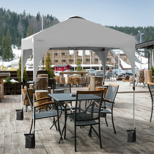 6.6 x 6.6 FT Pop Up Height Adjustable Canopy Tent with Roller Bag, White - Gallery Canada